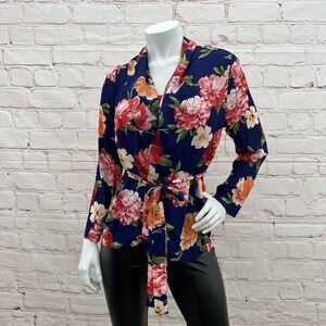 Ups & Downs Floral Belted Long Sleeve Women's Cardigan Blazer Size S